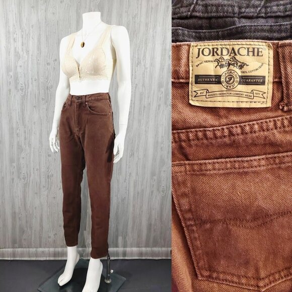 Jordache Denim - Vintage 90s Jordache Jean Mom Jean Tapered Leg High Waist Relaxed Brown Denim